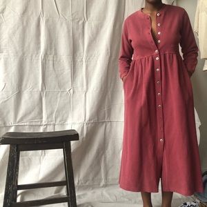 Vintage cotton pocketed market dress small mauve